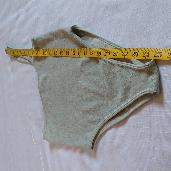 Zara Terrycloth one shoulder bodysuit size XS-Small Light Green Pull-on - Picture 6 of 13